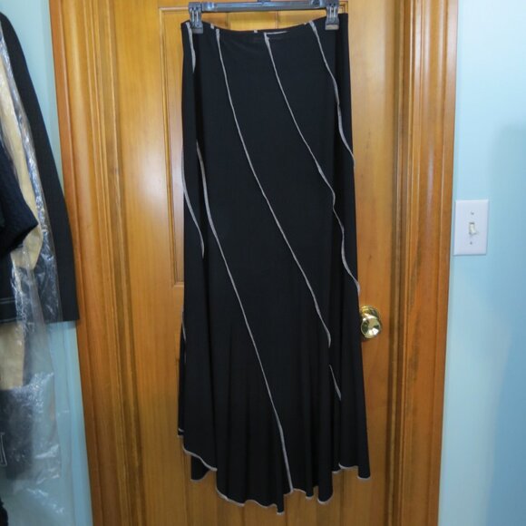 Joseph Ribkoff Black Bias Cut High Low Knit Skirt Size 10 - Picture 4 of 8